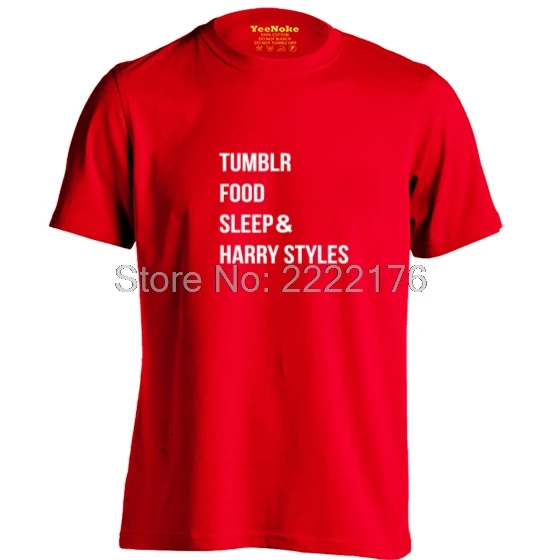 Tumblr Food Sleep Harry Styles Mens &amp Womens Cool T Shirts Fitness Tee | Мужская одежда