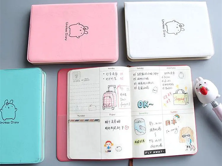 2018 Cute Rabbit Diary Kawaii Calendar Planner 2019 Program Notebook Notepad Pocket Journal For Gift School WJ-XXWJ311- | Канцтовары для