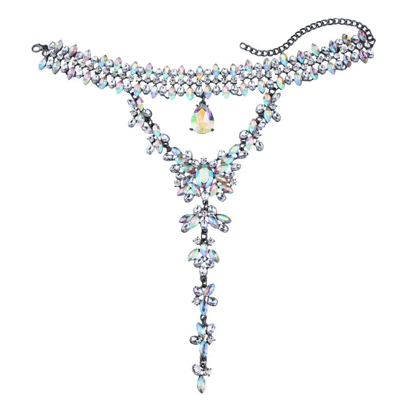 Роскошное ожерелье с кулоном из кристаллов винтажная Длинная цепочка Bijoux воротник Массивное колье для женщин Трендовое этническое свадебное ювелирное изделие