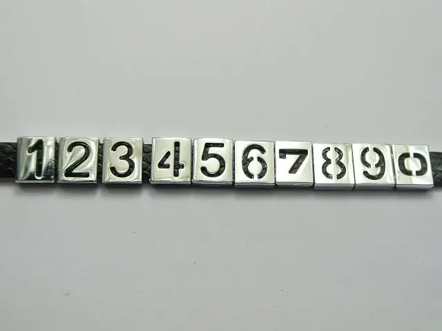 20 Mixed Alloy Carved Number &quot0-9&quot Slide Charm Fit 8mm Wristbands Belt Pet Collar | Украшения и аксессуары