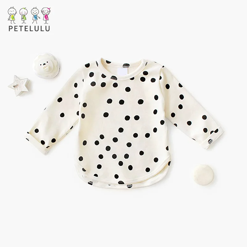 Petelulu Cotton Baby T-shirts For Girls Tops Polka Dot Long Sleeve Kids Toddler T Shirt Boy Clothes | Детская одежда и обувь