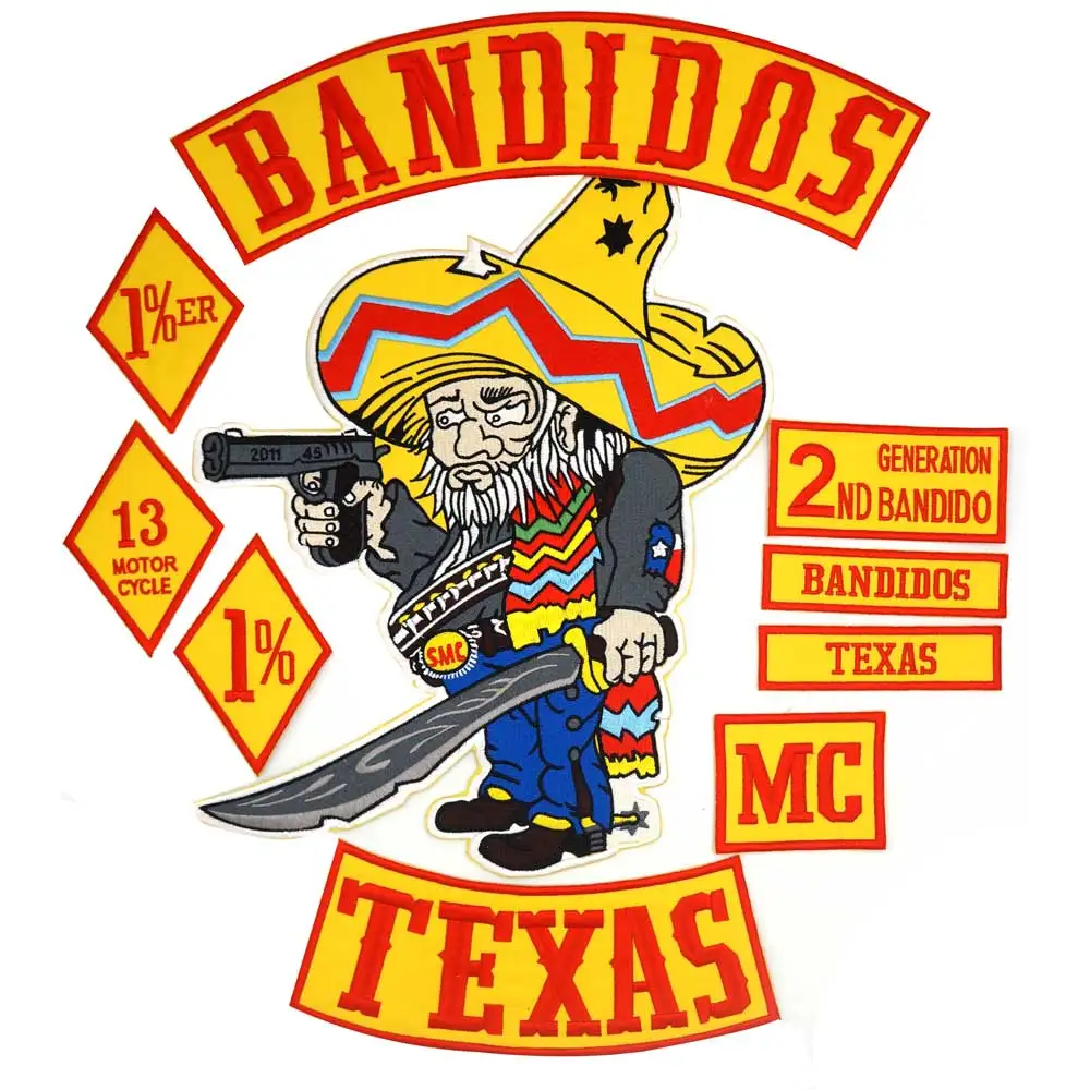BANDIDOS TEXAS MC патч подложка вышитые Панк байкерские патчи Одежда Наклейки