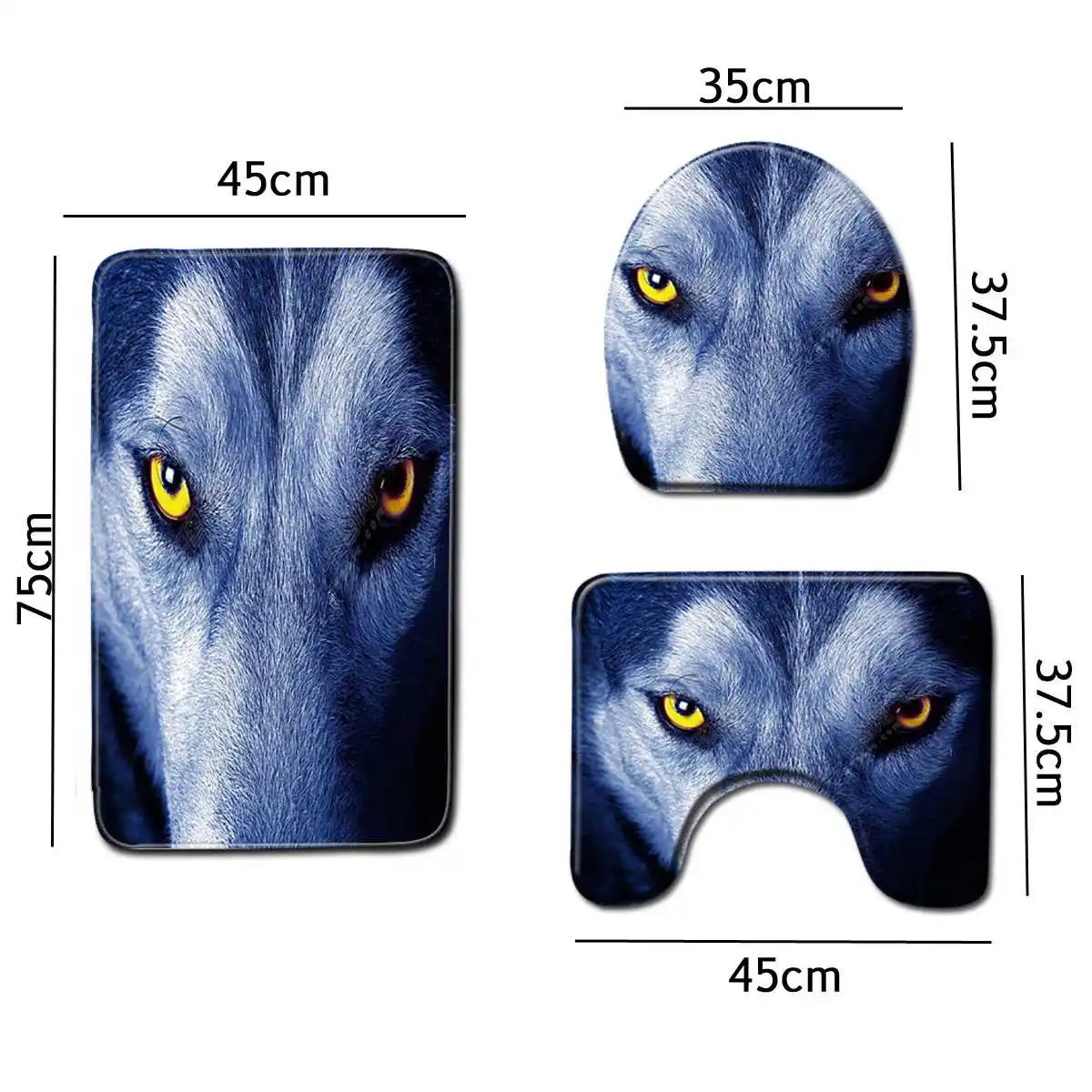 Wolf Eyes 4Pcs 180x180 см 1 шт/3 шт/4 шт Белый Волк Ловец снов глаза волка с 12 крючками занавеска для ванной комнаты Душ туалет коврик крышка Ковер Наборы занавесок - Цвет: Wolf Eyes 4Pcs