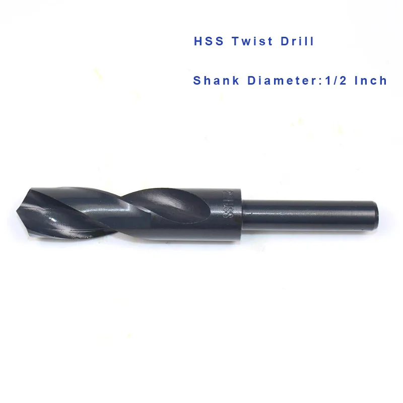 

1Pc 20mm 21mm 22mm Twist Drill Reduced Shank HSS 1/2 inch Straight Crank Drilling Bit Tool for Wood Steel Plastic Aluminum Metal