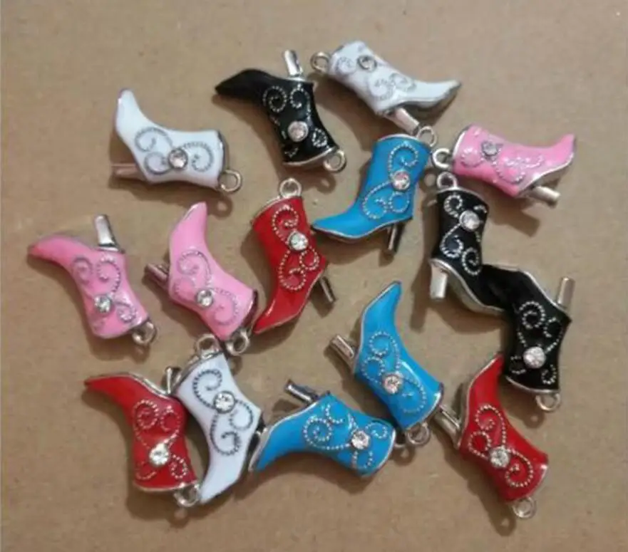 5 стилей смешанные цвета эмаль ковбойские сапоги подвеска 21x15 мм ожерелье и