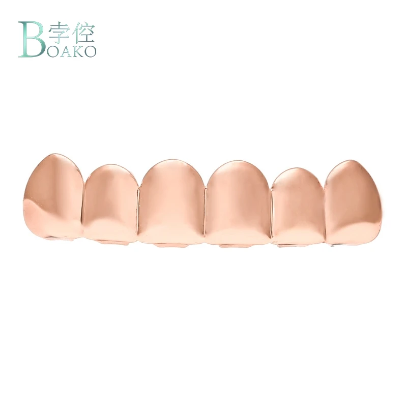 BOAKO Hip Hop Teeth Grillz Set Silver Gold Tooth Top Bottom Caps Punk False Dental Grills For Women Body Jewelry Cosplay Party
