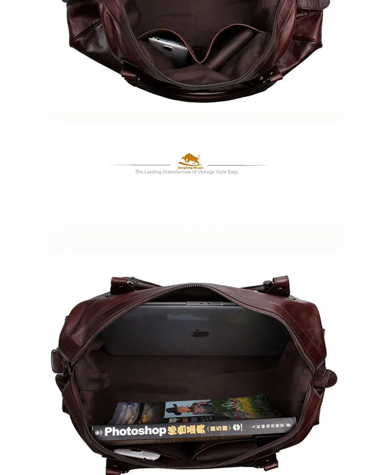 DongFang чудо коровья кожа Дорожная сумка для мужчин 2" ручная кладь ночь Weekender Duffle Большой коричневый maletin de viaje