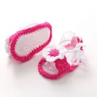 Летняя Мягкая вязаная кроше обувь для новорожденных мальчиков и девочек с цветами ручной работы