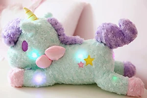 glowing green A Светящаяся плюшевая кукла-единорог, игрушечный единорог с подсветкой, яркие огни, светящиеся животные, Детская Ночная игрушка для мальчиков и девочек 55 см - Цвет: glowing green A