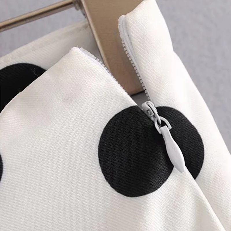 

2018 Women Casual Polka Dot Pleated Wide Leg Pants Loose Long Trousers Fashion Ladies Side Zipper Summer Style White Pants Femme