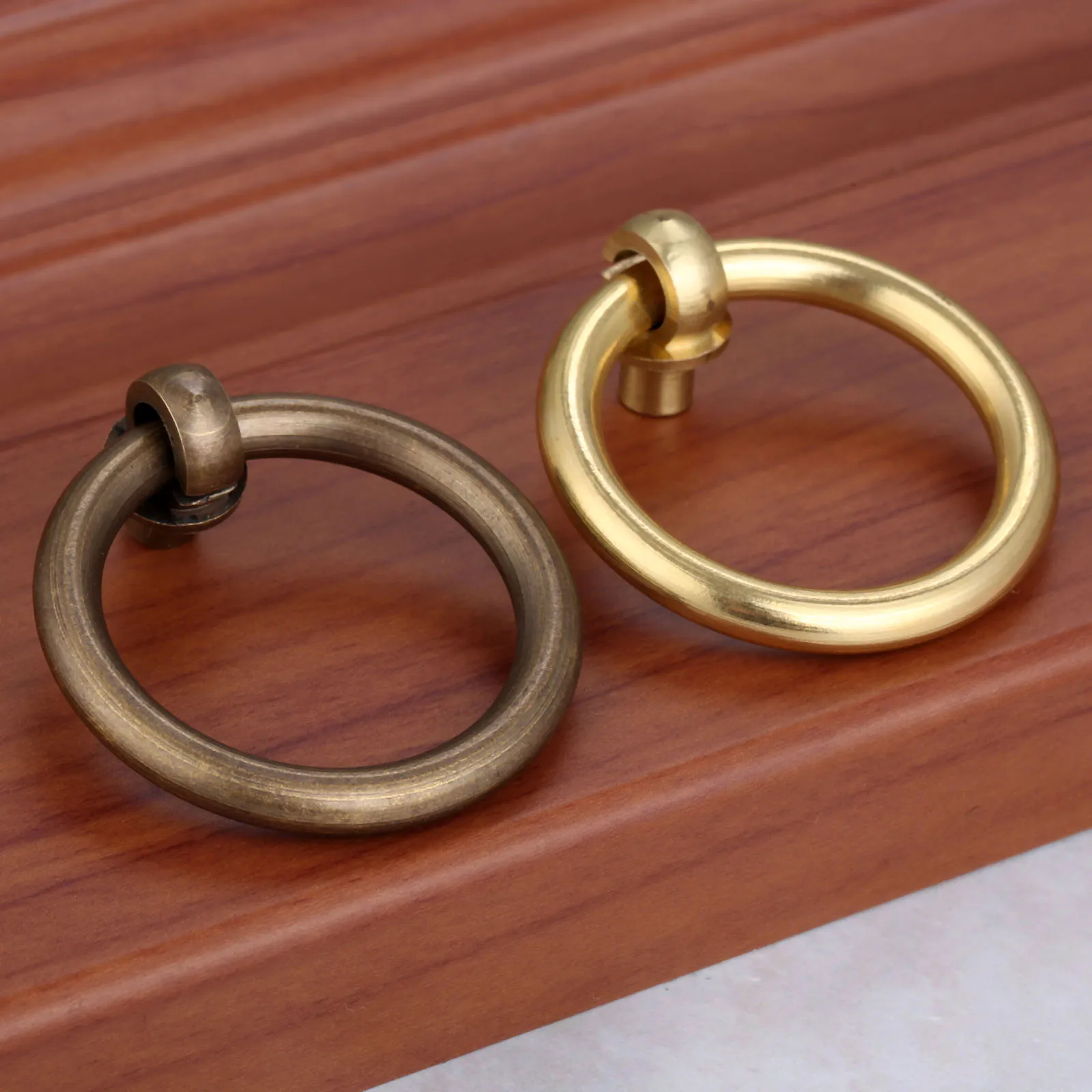 

1Pc Drawer Handle Pure Copper Circle Shape Chinese Style Old Furniture Wardrobe Cabinet Door Pull Ring Dia.40mm