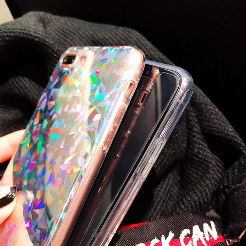 Kerzzil роскошный Радужный блестящий чехол для телефона iPhone 8 X Cool Laser красочные
