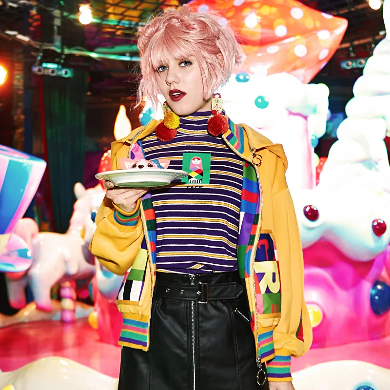 Женская Весенняя куртка с капюшоном буквенным принтом повседневное свободное