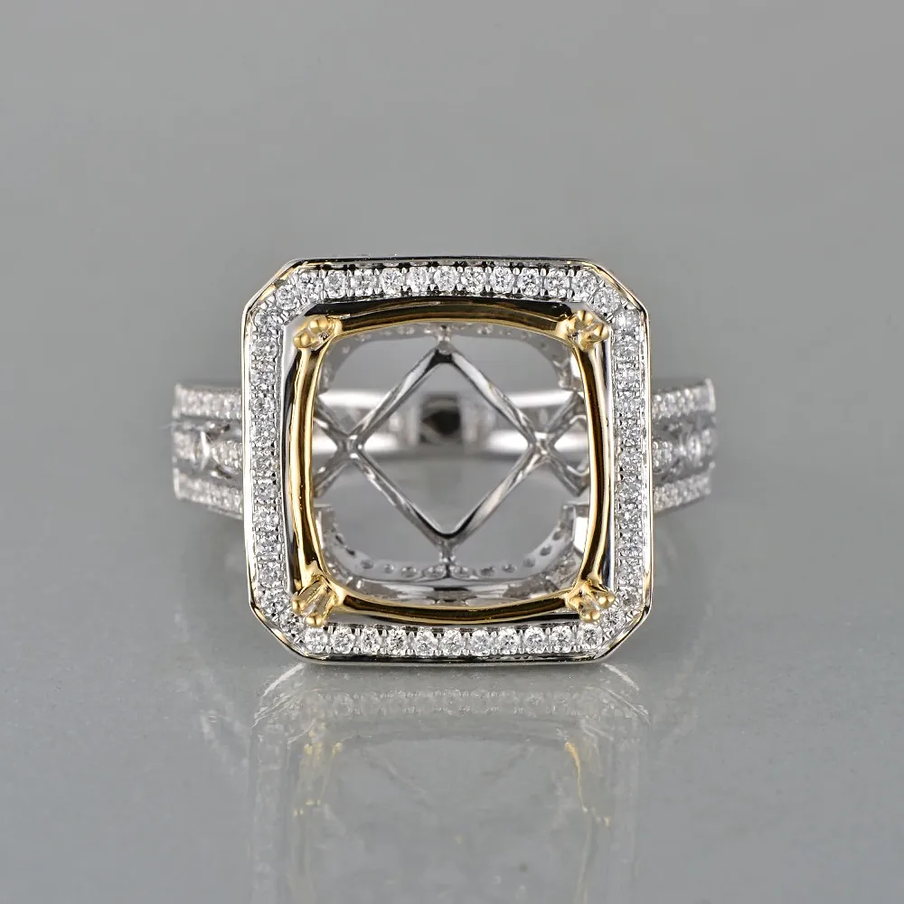 Anniverary 14 К золото натуральный 0.9ct алмаз обручальное кольцо ювелирные изделия полу крепление 12 мм Подушка огранка установка