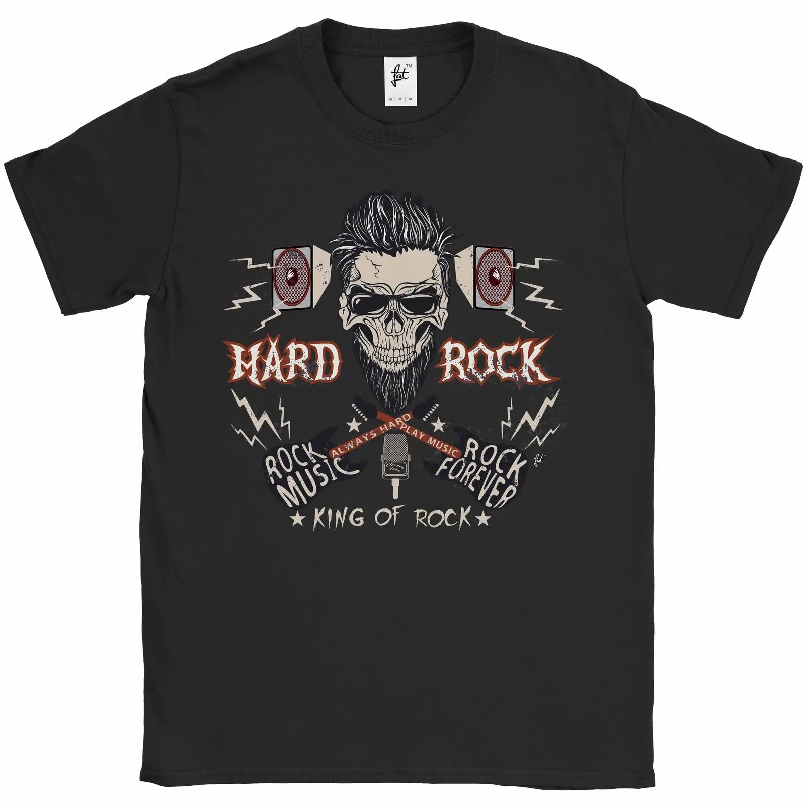 Forever Hard Rock Music King Of Guitars Skulls Mens T-Shirt | Мужская одежда