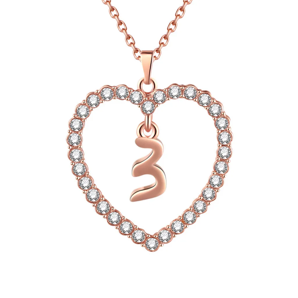 Women necklaces jewellery Lucky Number chokers for women 0-9 Zircon Love Heart wholesale jewelry statement 0517 | Украшения и