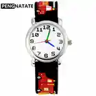 PENGNATATE 3D мультфильм пожарная машина часы для мальчиков модные Студенты детский подарок Детские Кварцевые часы силиконовый браслет наручные часы