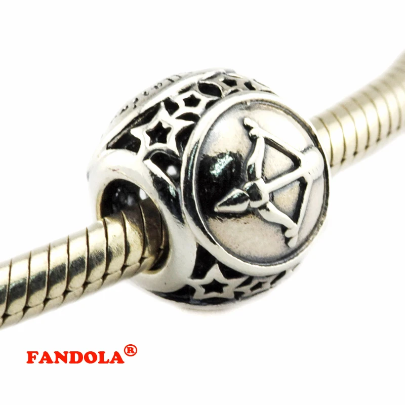 DIY Подходит для Pandora Браслеты Стрелец звезда знак бусины 100% Серебро 925 пробы