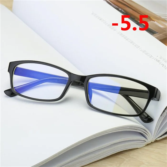 Myopia 550 0-0,5-1-1,5-6. 0 готовой близорукость очки Для женщин Для мужчин Anti-Blu-ray черный прозрачный каркас с коротким-очки для коррекции зрения со степенью - Цвет оправы: Myopia 550
