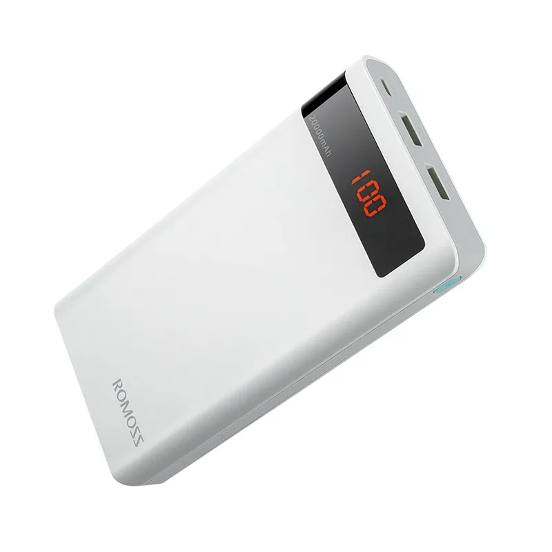 White 20000 мАч ROMOSS Sense 6P внешний аккумулятор, двойной USB портативный внешний аккумулятор, светодиодный дисплей, быстрое портативное зарядное устройство для телефонов и планшетов - Цвет: White