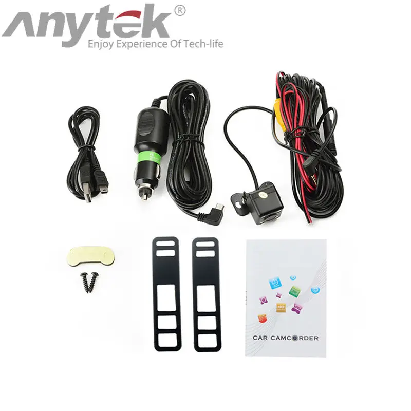 Автомобильный видеорегистратор anytek T6 с двумя объективами 1080P full hd синий