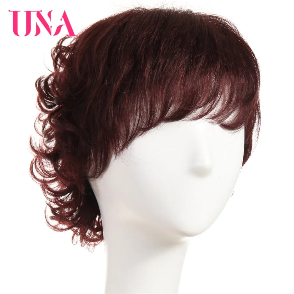 Женские вьющиеся парики UNA Non Remy 150% плотность #1 # 1B #2 #4 #27 #30 #33 99J mt #350 #2/33|Парики