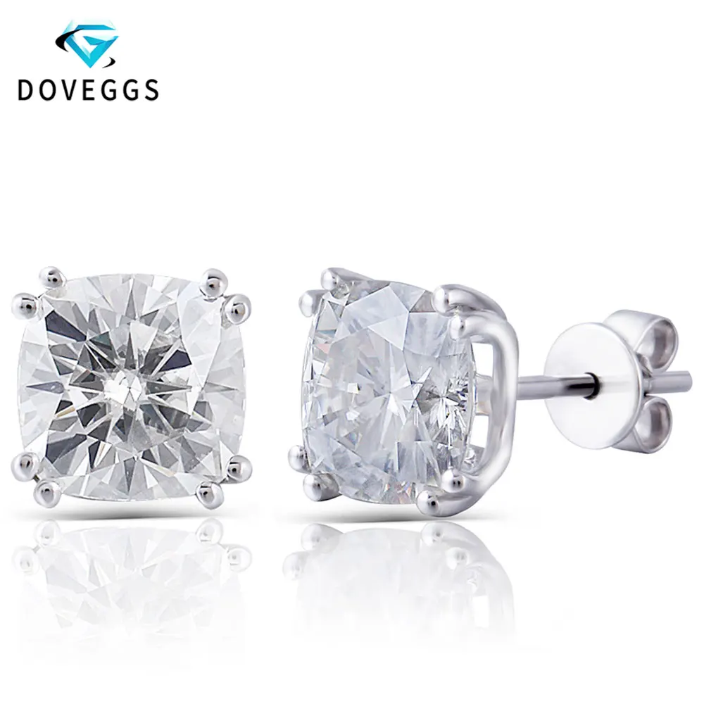 Женские серьги-гвоздики DovEggs сережки золотого цвета из белого золота 14 к 4CTW 7 5*7 5