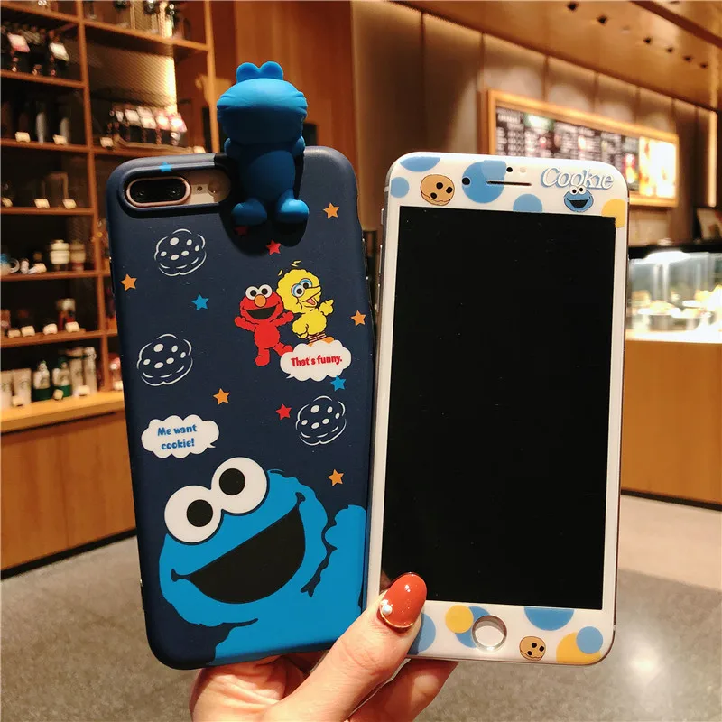 Для iphone 8 8plus 3D чехол для телефона с изображением улицы Сезам + закаленное стекло