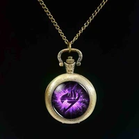 anime fairy tail guild marks purple wing steampunk pocket watch new 1pcslot alice in wonderland jewelry men vintage