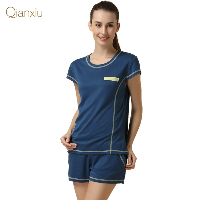 Женские пижамные комплекты из мягкой вискозы футболка с коротким рукавом + шорты