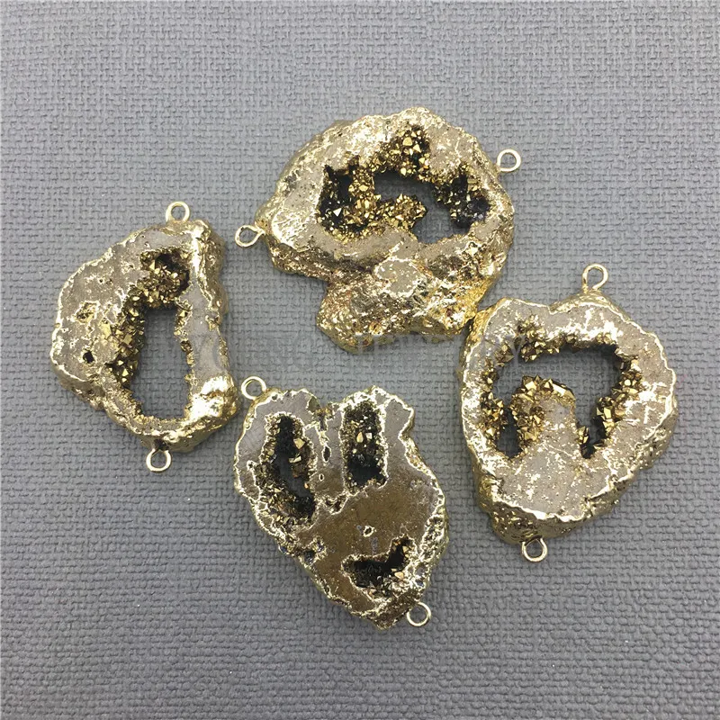 MY0409 Freeform Агаты Ода другая кусочка с золотым покрытием коннектор Золотая