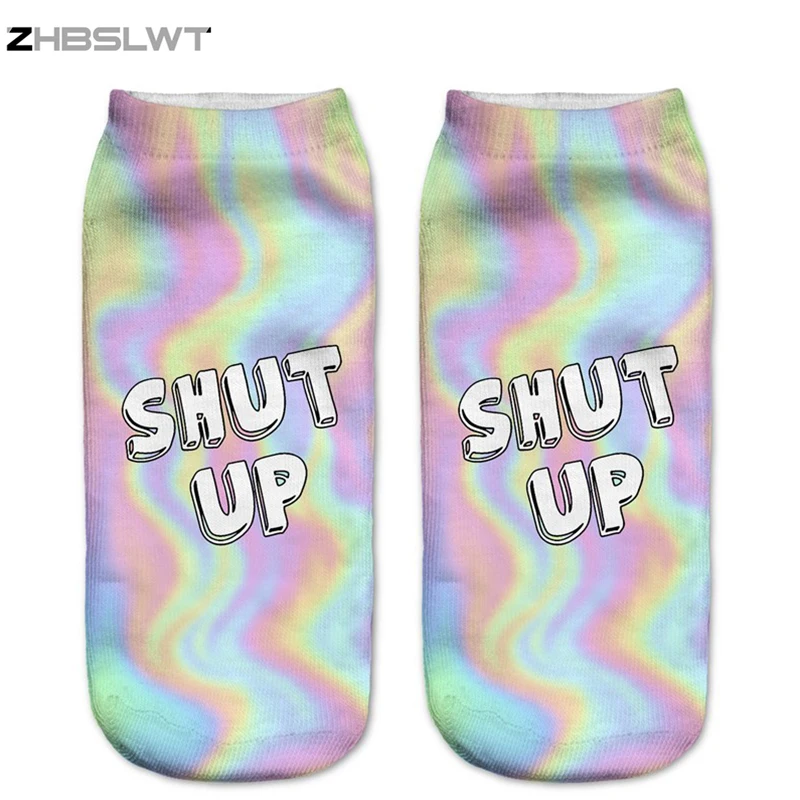 ZHBSLWT Харадзюку женские носки с 3D принтом застежкой повседневные символом унисекс