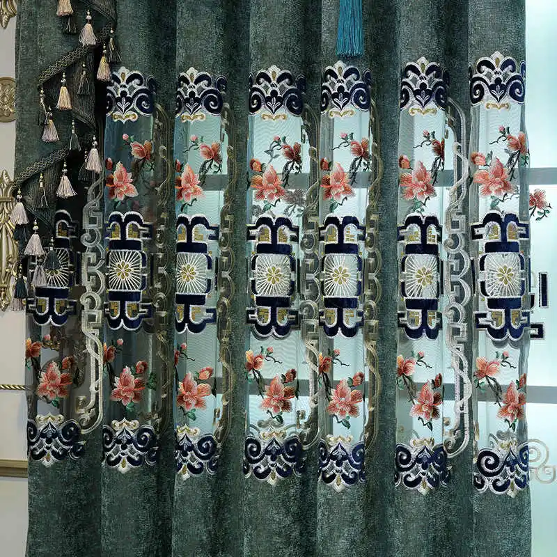 green curtain Затемненные шторы для гостиной, французские оконные шторы высокого качества, занавески для кухни с обработанным окном, драп-тюль для спальни - Цвет: green curtain