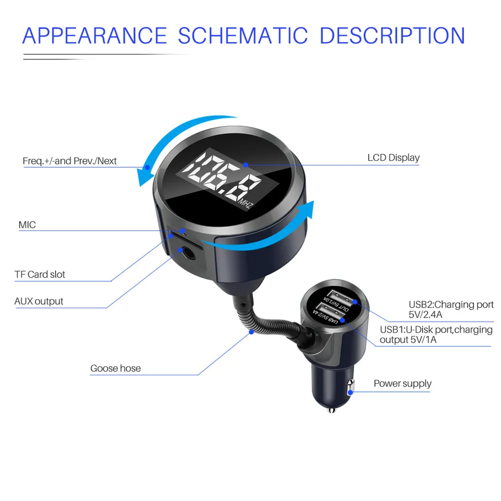 ONEVER Авто fm передатчик модулятор Bluetooth гарнитура для авто MP3 плееры USB Зарядное