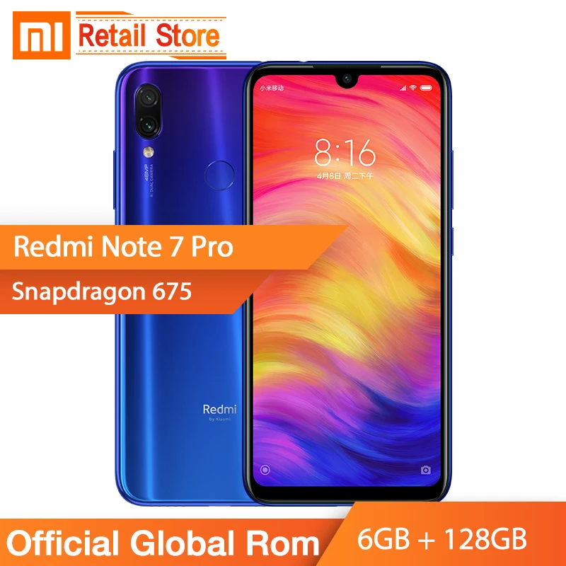 Мобильный телефон Xiaomi Redmi Note 7 Pro с глобальной прошивкой 6 ГБ + 128 Восьмиядерный
