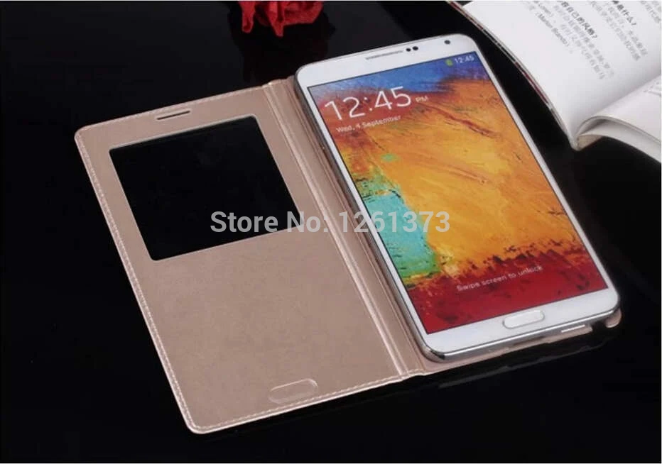 Для Samsung Galaxy Note3 neo mini N7505 7505 откидной кожаный чехол с окошком без микросхемы IC|case