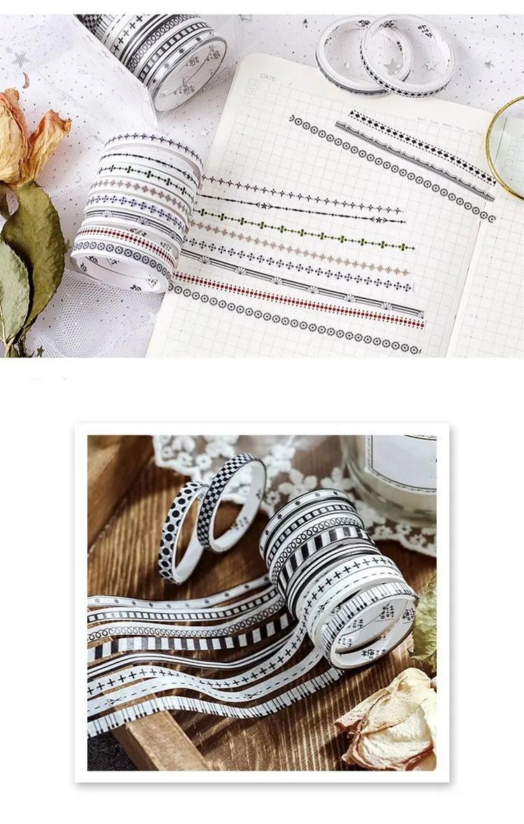 10 шт./кор. милый черный лента Washi Бумага DIY планировщик изоляционная лента клейкая наклейки с лентами Декоративные Канцелярские Ленты