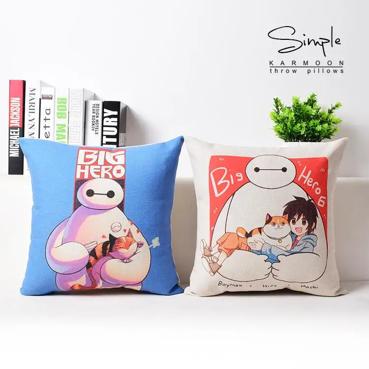 Подушка Big Hero Baymax американская аниме мультяшная льняная наволочка декоративные