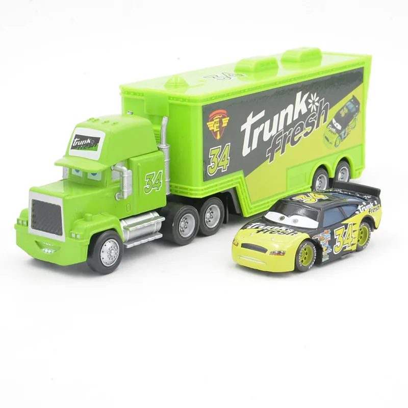 Disney Pixar Cars 2 шт. Lightning Mcqueen No.34 Mack Truck & Dacer 1:55 литой металлический сплав и пластик