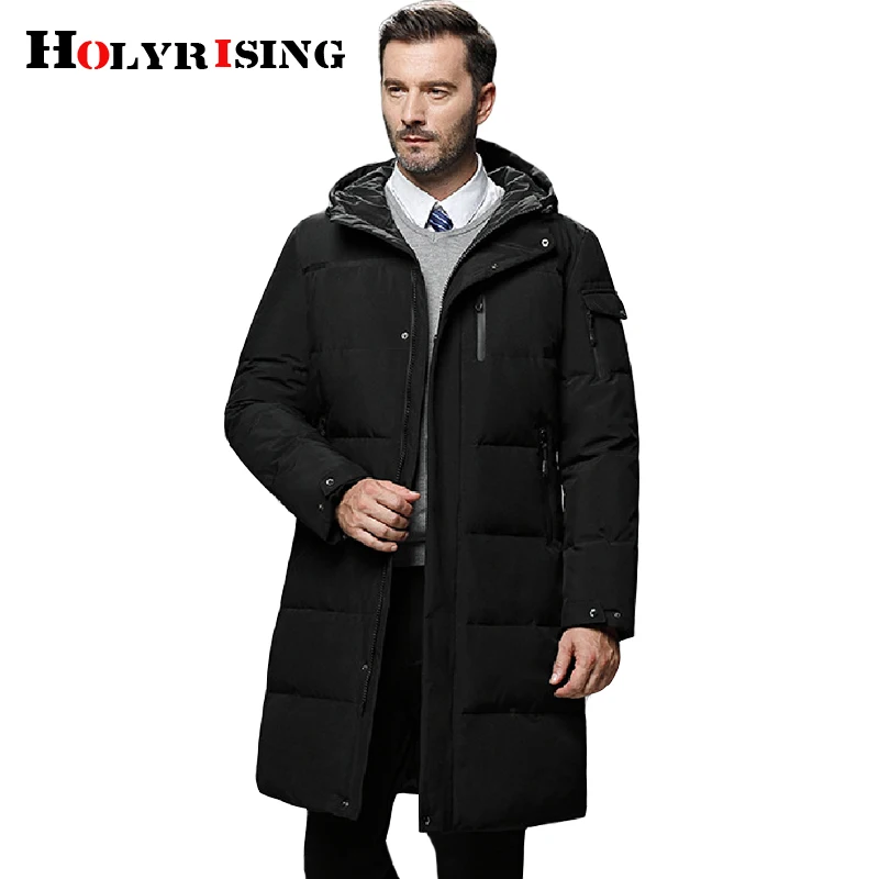 Holyrising 5XL Men Long down jacket winter Outerwear Warm Hooded Men White Duck Down Coats Hooded Thermal Windproof Coat 18564-5