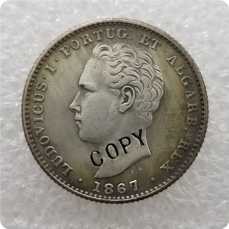 1866-1879 Португалия 200 Reis КОПИЯ монет памятные монеты-копии монет медаль коллекционные монеты - Цвет: 1867
