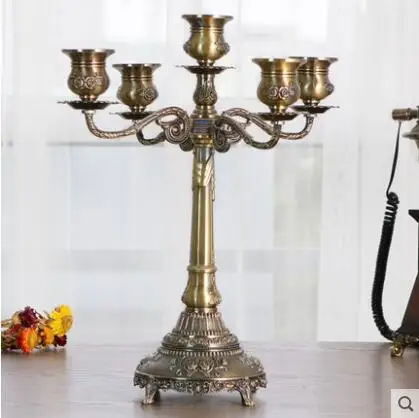 retro 5arm metal canlde holders candlestick for birthday candle snuffer vintage home decoration ZT171 | Дом и сад