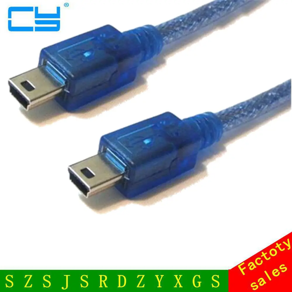 

0,3 м Мини USB 5pin кабель папа к Мини 5P папа M/M двойное экранирование (фольга + Плетеный) прозрачный синий