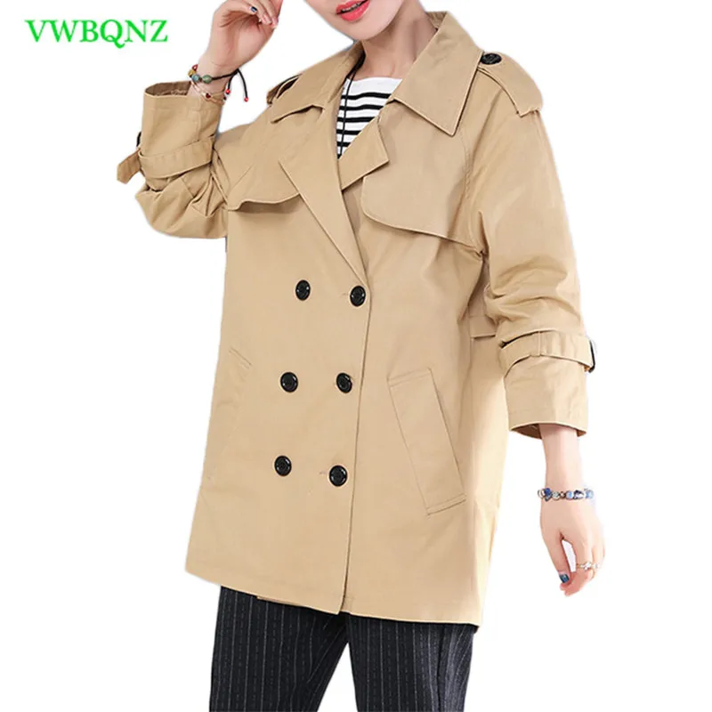 

Double-breasted Windbreaker coat Women Korean Long Trench Coats Spring and Autumn New Loose Plus size Khaki Outerwear 4XL A779