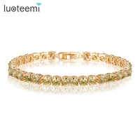 luoteemi wholesale new style olive green 5 5 mm round aaa cubic zircon bangle bracelet for women fashion jewelry