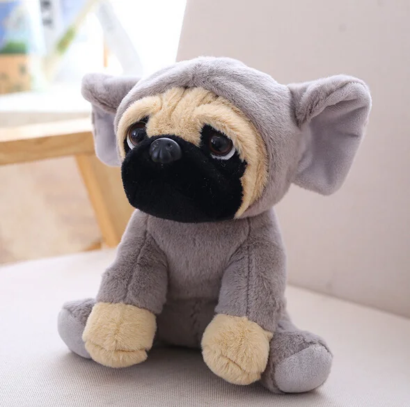 grey Животные Мопс собака плюшевые игрушки собаки Cos косплей динозавр кролик слон лев овца Леопард мягкие куклы - Цвет: grey