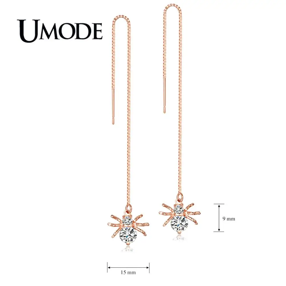Женские серьги подвески с фианитами розовое золото в коробке|fashion long earrings|long drop