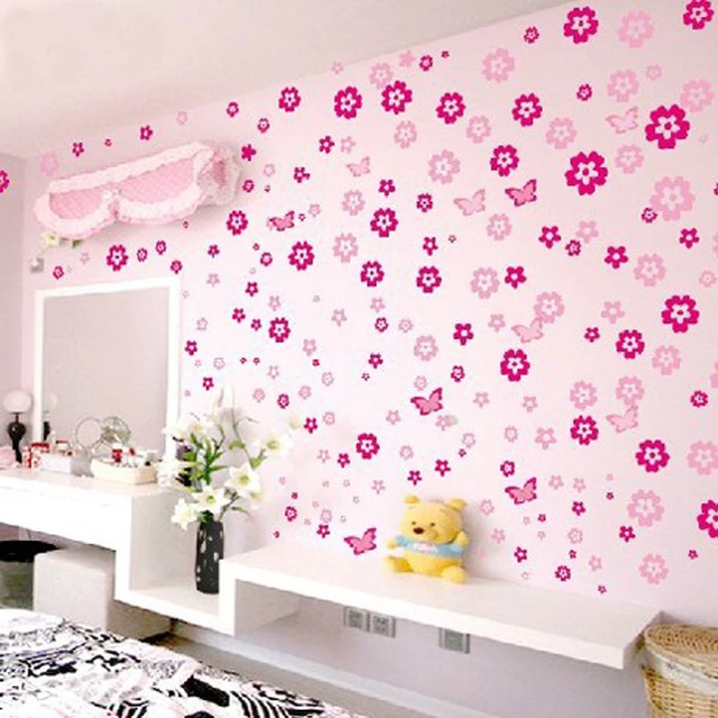 

Holiday Sale 108 Flowers & 6 Butterfly DIY Removable Wall Sticker Decal home Bedroom Living/Wedding Room Kids Children Girls