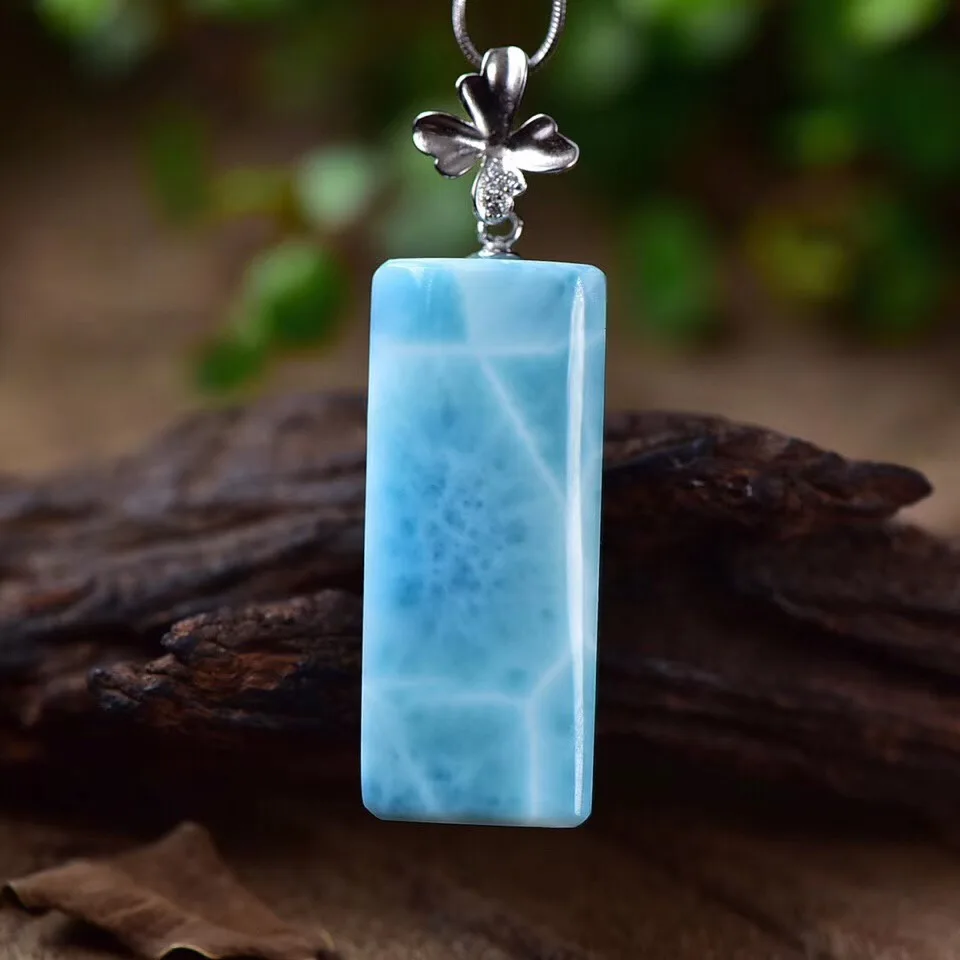 Подвеска larimar 32 5x13 3x8 мм из серебра 925 пробы прямоугольная подвеска в подарок |