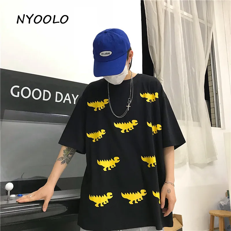NYOOLO Harajuku стильная футболка с принтом динозавра летняя Уличная Повседневная